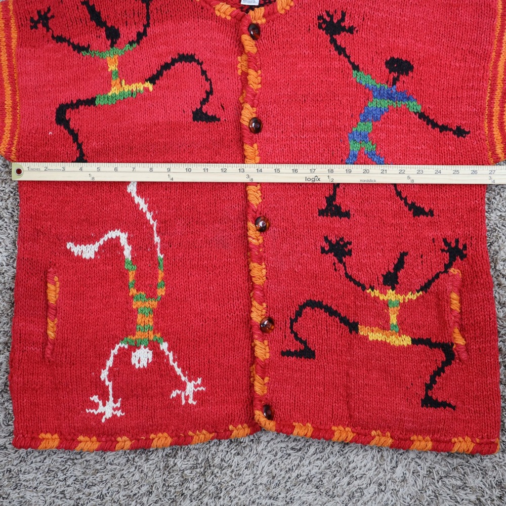 Vintage Amano Hand Knitted Wool Cardigan XL RARE Folk Dancing Boho Art To Wear - Picture 13 of 15